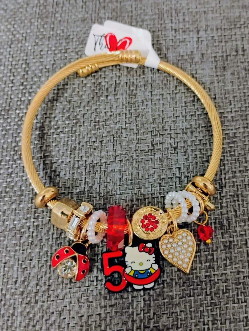 NEW Hello Kitty Charm Bracelet - 50th Birthday Expandable w/ GHW - Picture 1 of 8